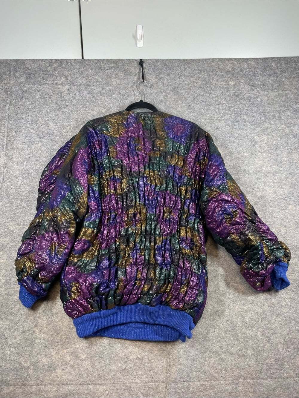 Vintage 80s Avant Garde Carlton Italy Jacket Size 42 Metallic Purple Blue Artsy - Picture 14 of 16